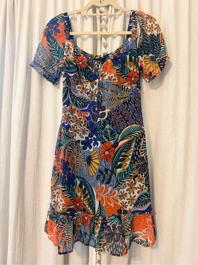 Tropical Floral Midi Dress in Multicolor